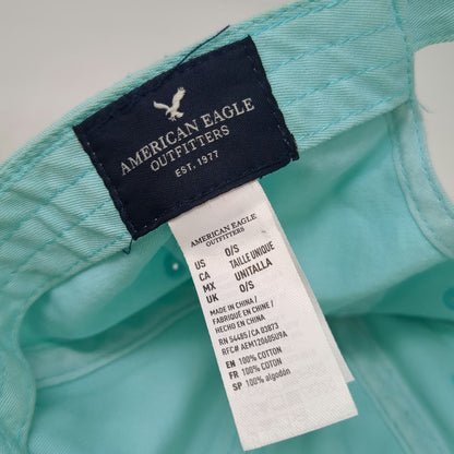 American Eagle Baseball Cap Blue One Size Distressed Cotton Slideback Plain Hat