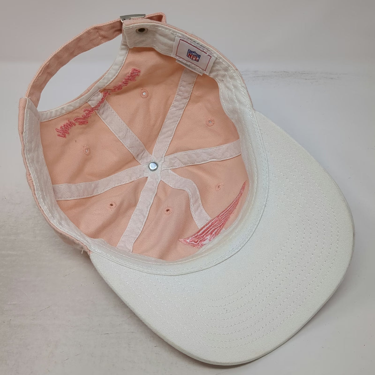 New England Patriots NFL Pink One Size Cap Embroidered Script Back Strapback Hat