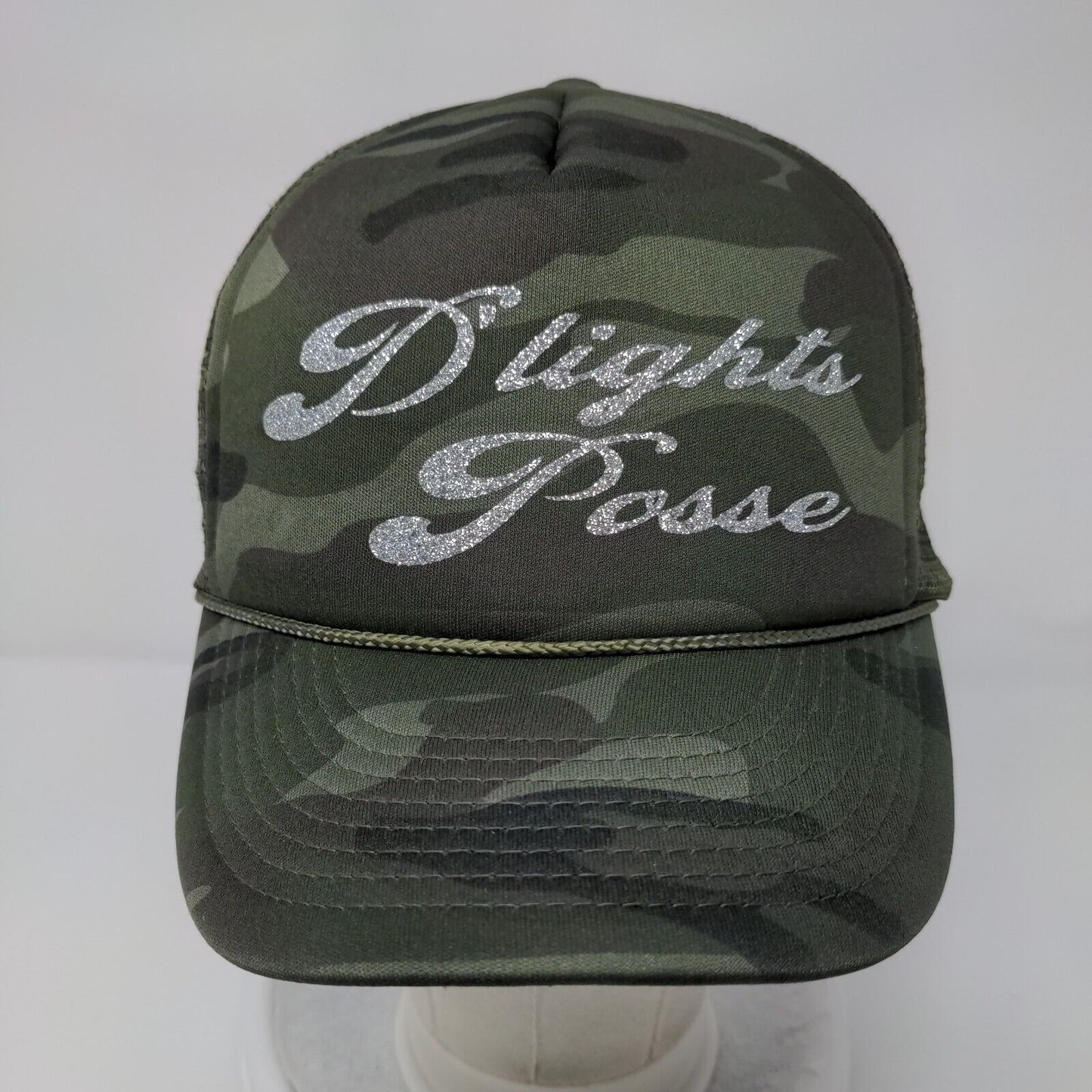 D'lights Posse Snapback Rope Trucker Hat Camo OSFA Mesh Back Cobra