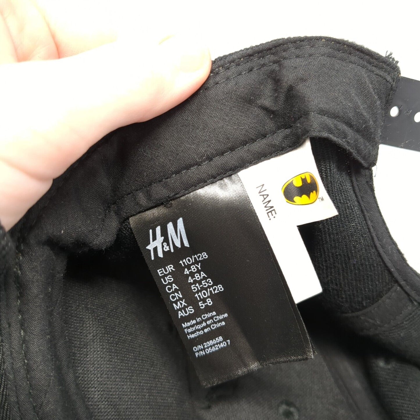 Batman Snapback Hat Black 4-8 Years Old Adjustable Superhero H&M
