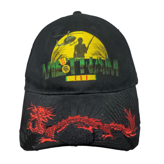 Vietnam Veteran Dragon Strapback Hat Black OSFM Eagle Crest Embroidered