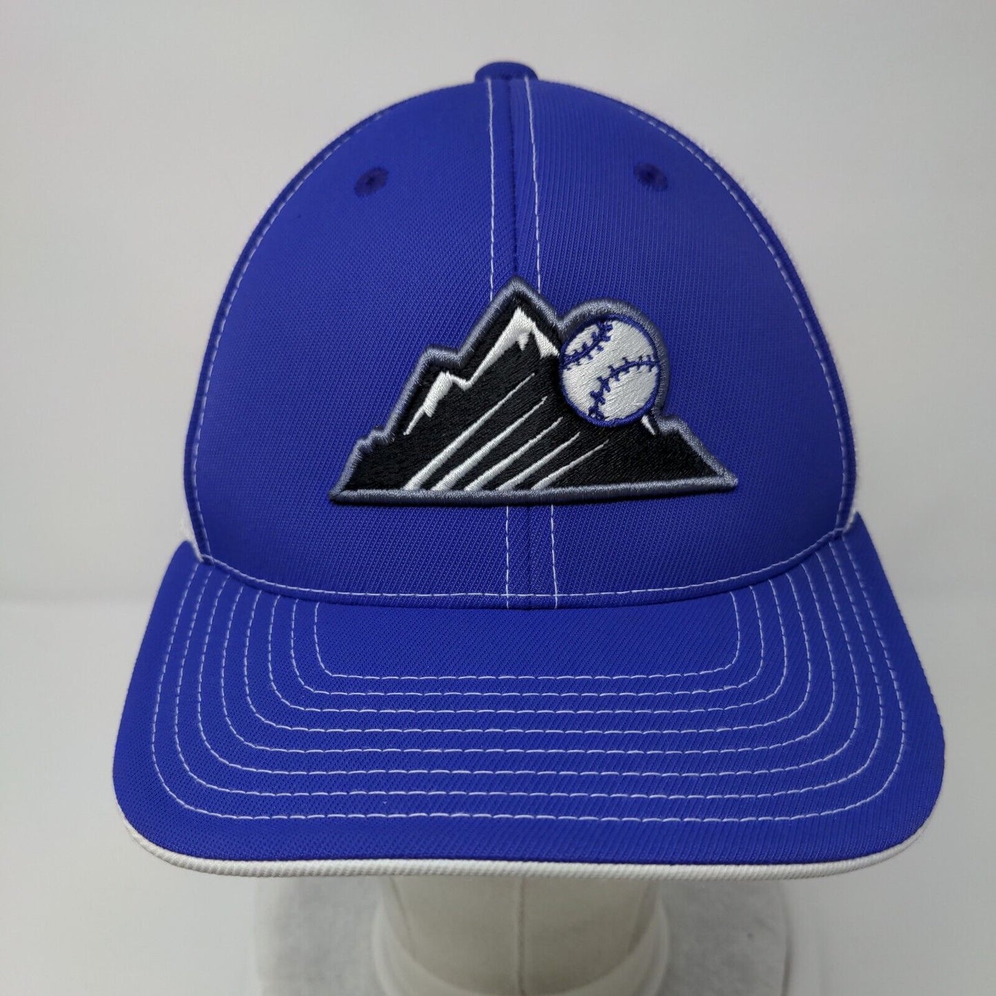Idaho Rockies Fitted Mesh Back Trucker Hat Blue S/M Pacific Headwear