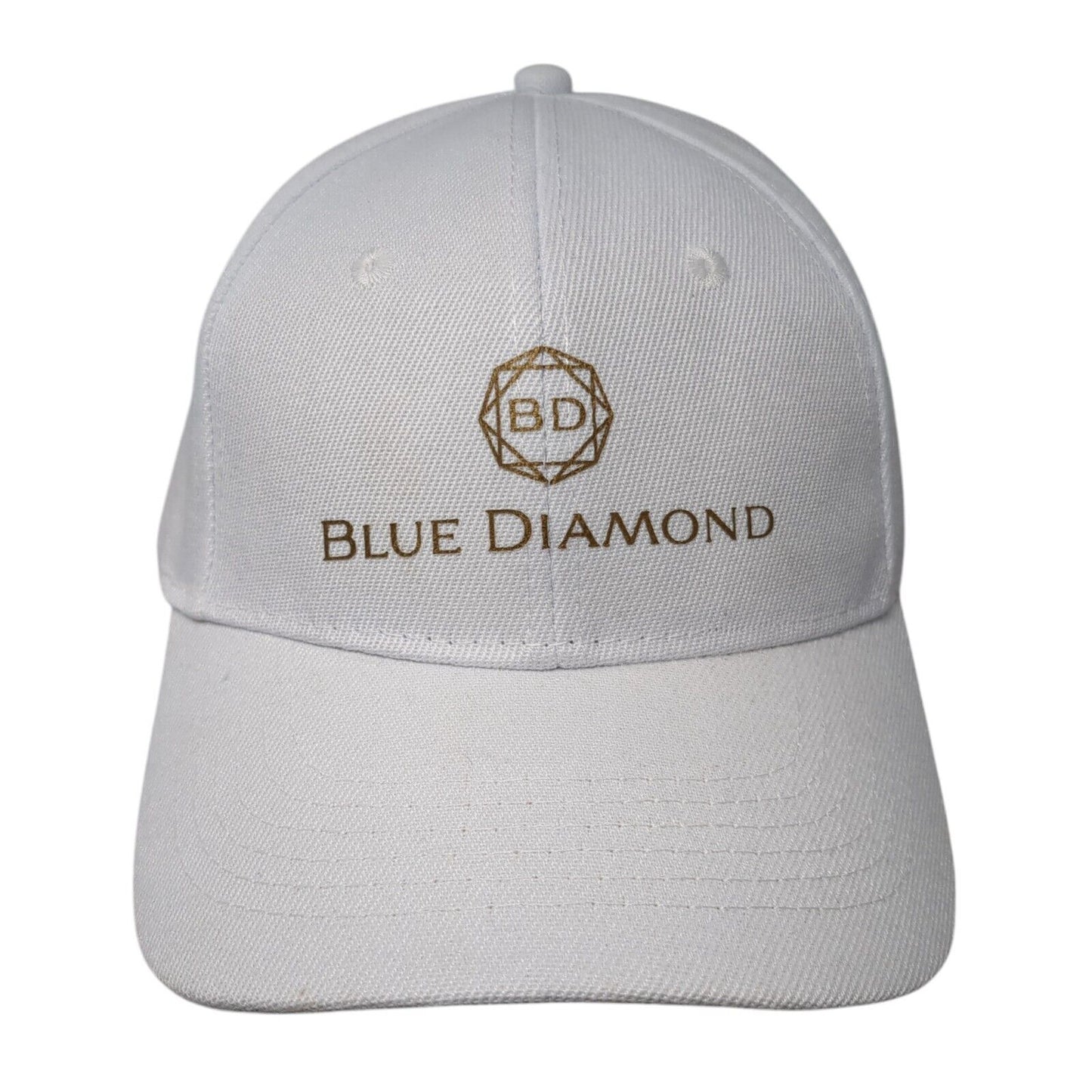 Blue Diamond Strapback Hat White One Size Adjustable Solid 6 Panel