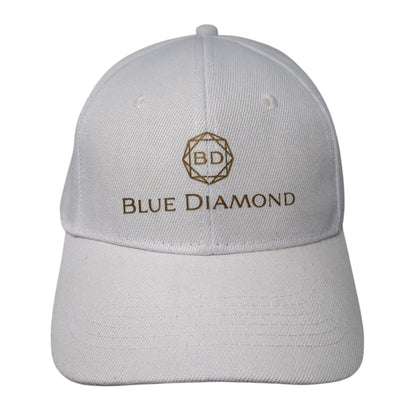 Blue Diamond Strapback Hat White One Size Adjustable Solid 6 Panel