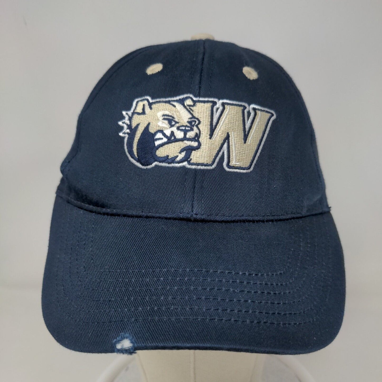 Captivating Headwear Men's Strapback Hat Blue Wingate University Bulldogs Logo