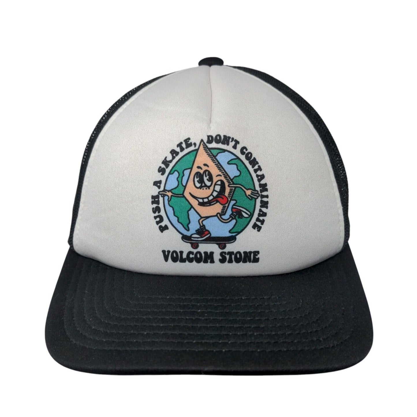 Push A Skate Don't Contaminate Volcom Stone Trucker Hat Black OSFA Adjustable