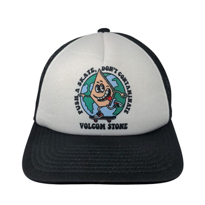 Push A Skate Don't Contaminate Volcom Stone Trucker Hat Black OSFA Adjustable