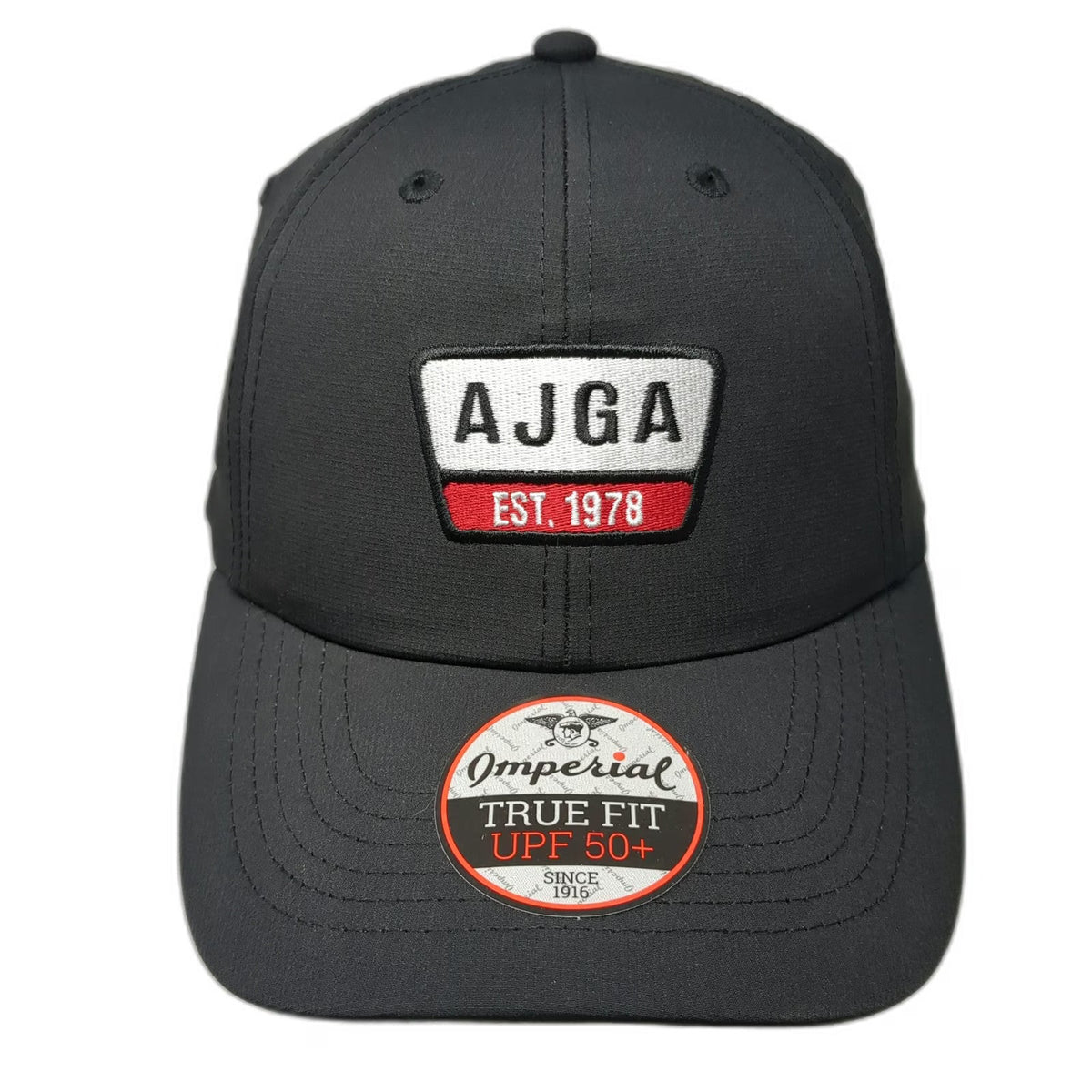 Imperial Baseball Cap Black OSFM AJGA Golf Performance Adjustable Hat UPF 50+
