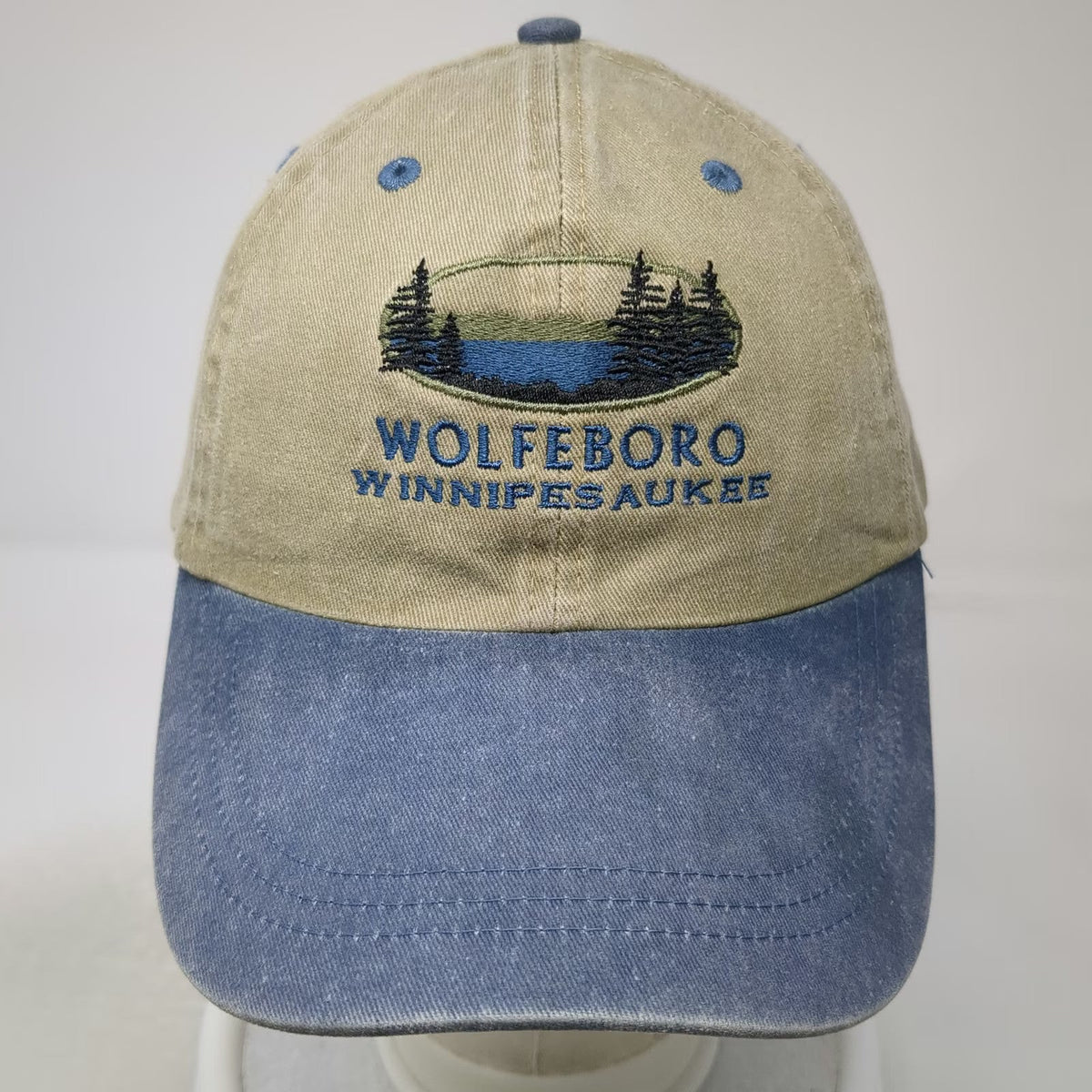 Ouray Sportswear Baseball Cap Beige Blue One Size Wolfeboro Lake Strapback Hat