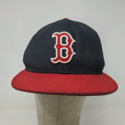 New Era Men's Fitted Hat Blue Size 7 3/8 Embroidered Boston Red Sox Logo