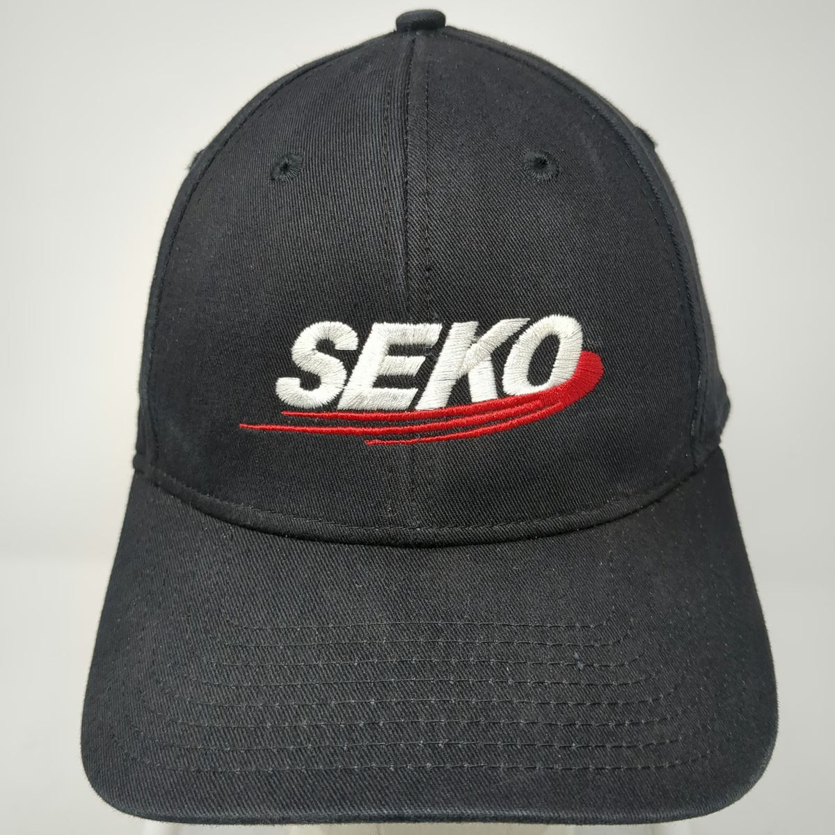 New Era SEKO Logistics Baseball Cap Black White Red OSFM 9FORTY Strapback Hat