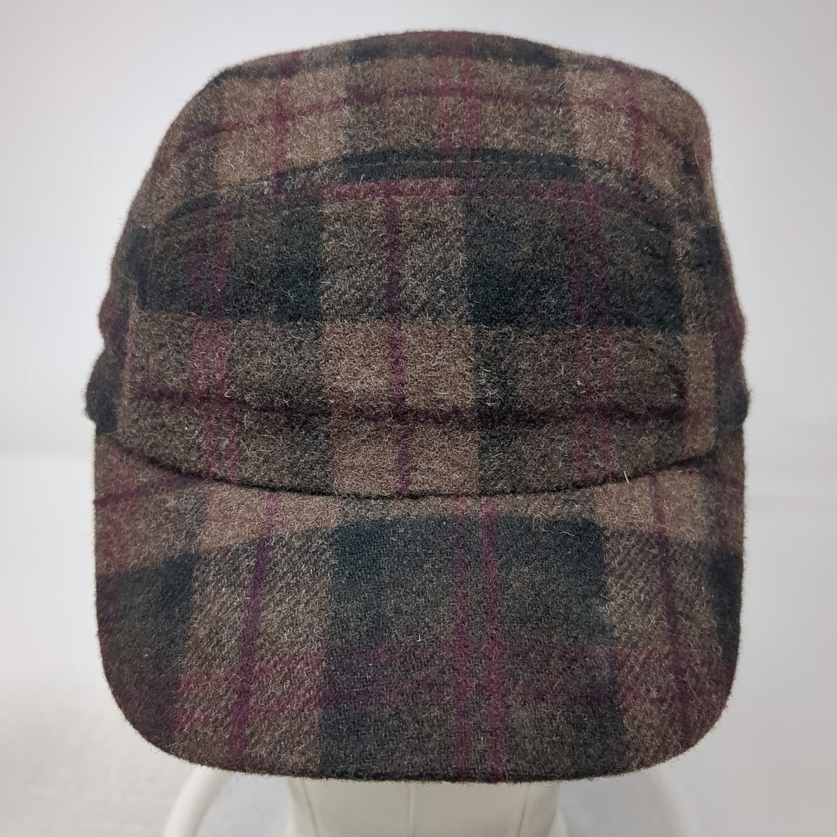 Banana Republic 5 Panel Brown S/M Fitted Plaid Wool Sherpa Lined Hat