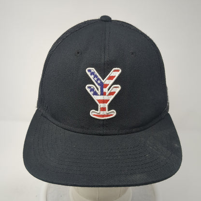 Yee Yee Logo USA Flag Snapback Trucker Hat Black One Size Mesh Back