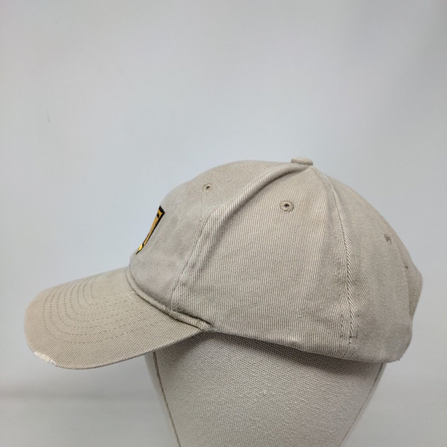 M Logo Slideback Hat Tan OSFM Adjustable Embroidered 6 Panel KC Caps