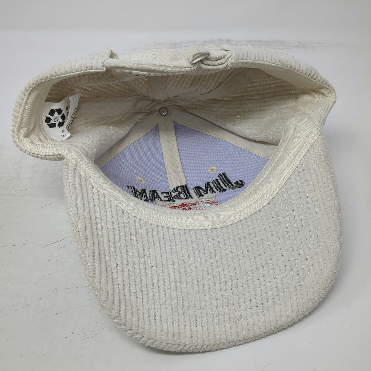 Jim Beam Whiskey Bourbon Baseball Cap Beige One Size Corduroy Organic Logo Hat