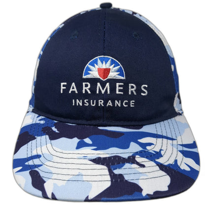 Headtoto Baseball Cap Blue White Camo Farmers Insurance One Size Embroidered Hat