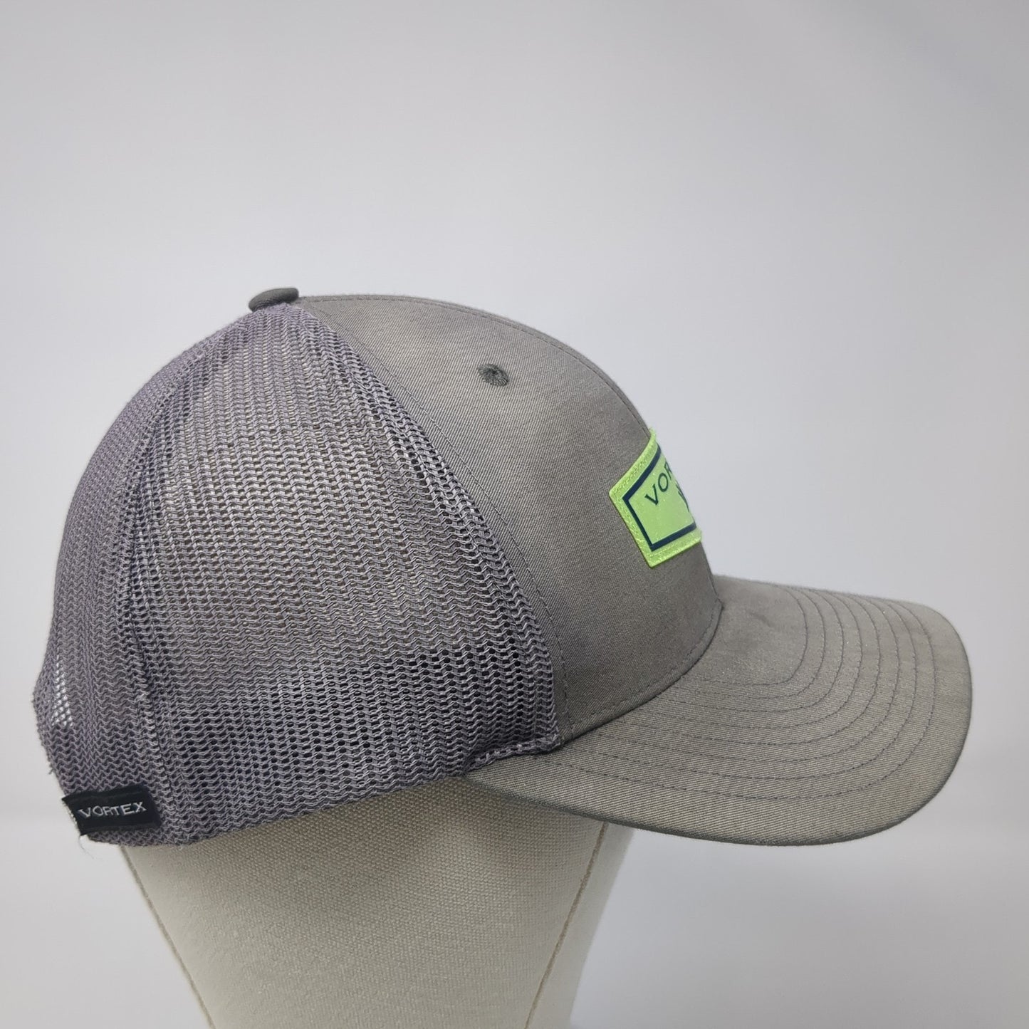 Vortex Snapback Trucker Hat Gray One Size Adjustable Breathable Mesh Back