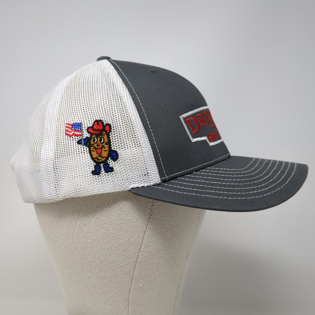 Richardson Trucker Hat Gray One Size Driscoll Brothers Potato Mascot Snapback