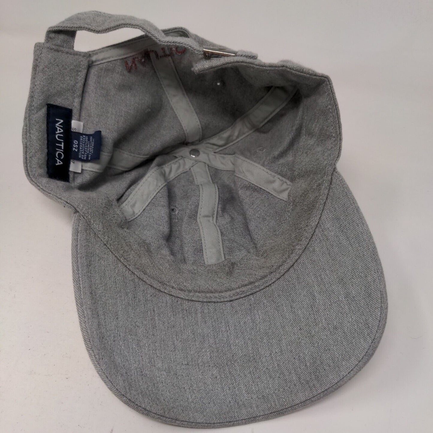 Nautica Slideback Hat Gray OSZ Embroidered Logo Adjustable 6 Panel