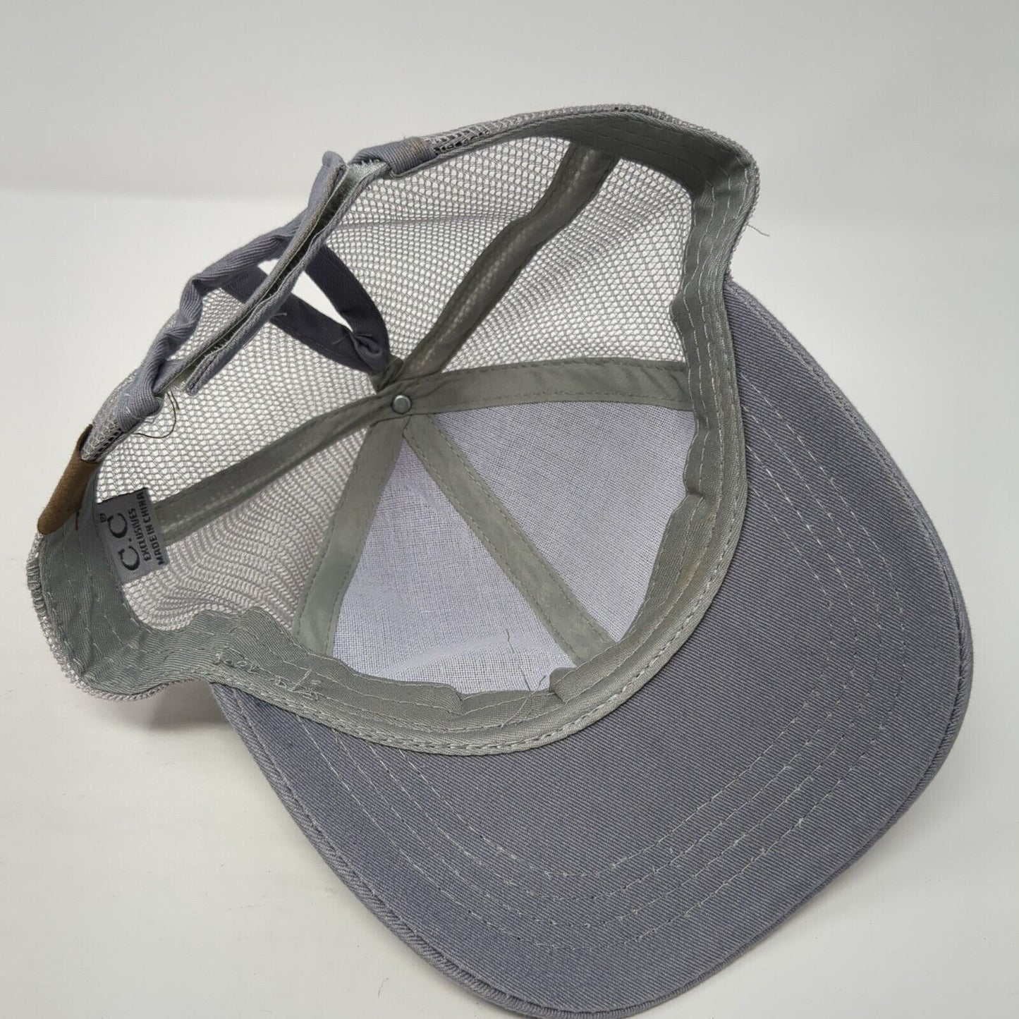 C.C Exclusives Strapback Trucker Hat Gray One Size Ponytail Blank