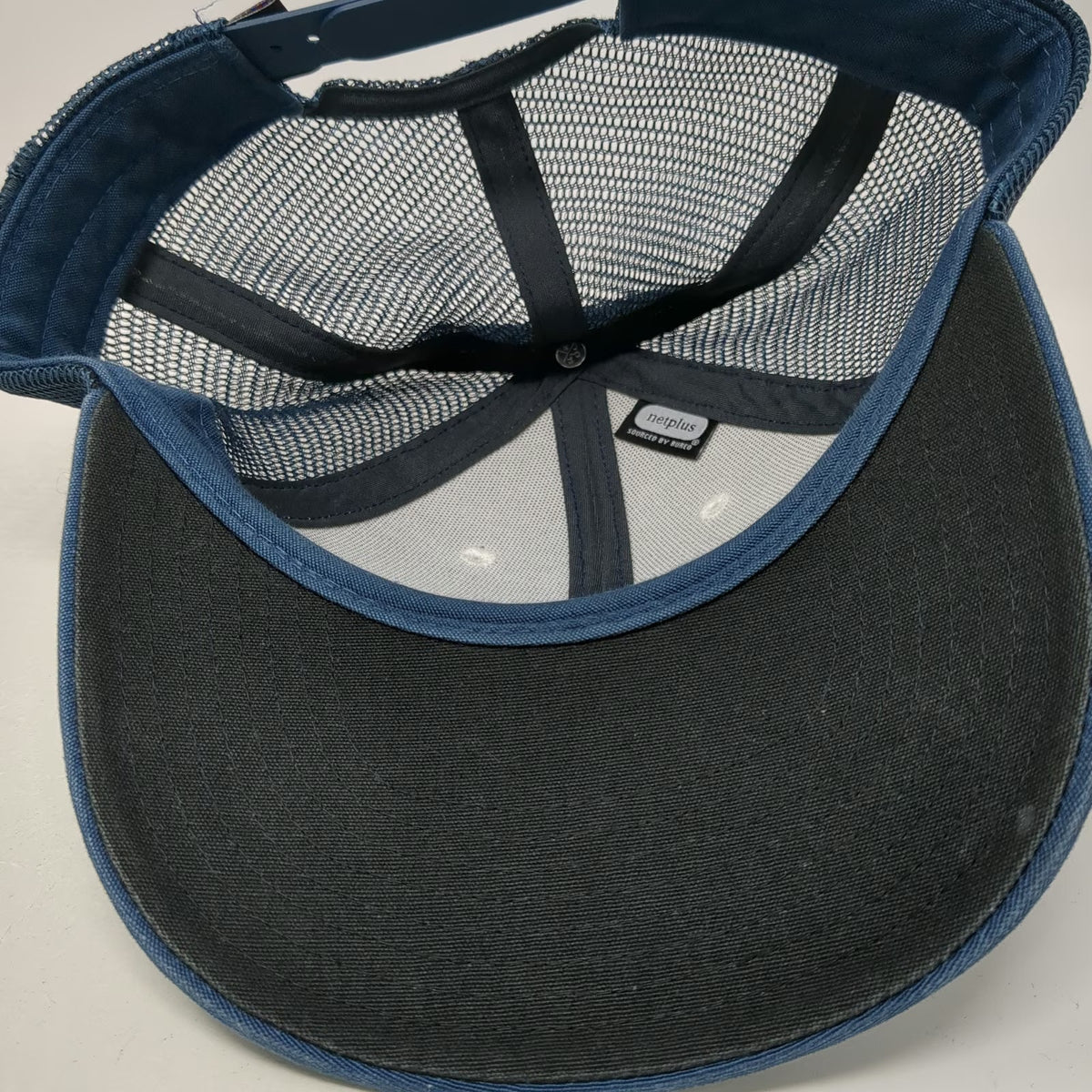 Patagonia Trucker Hat Blue One Size Mesh Back Snapback Fish Mountain Logo Hiking
