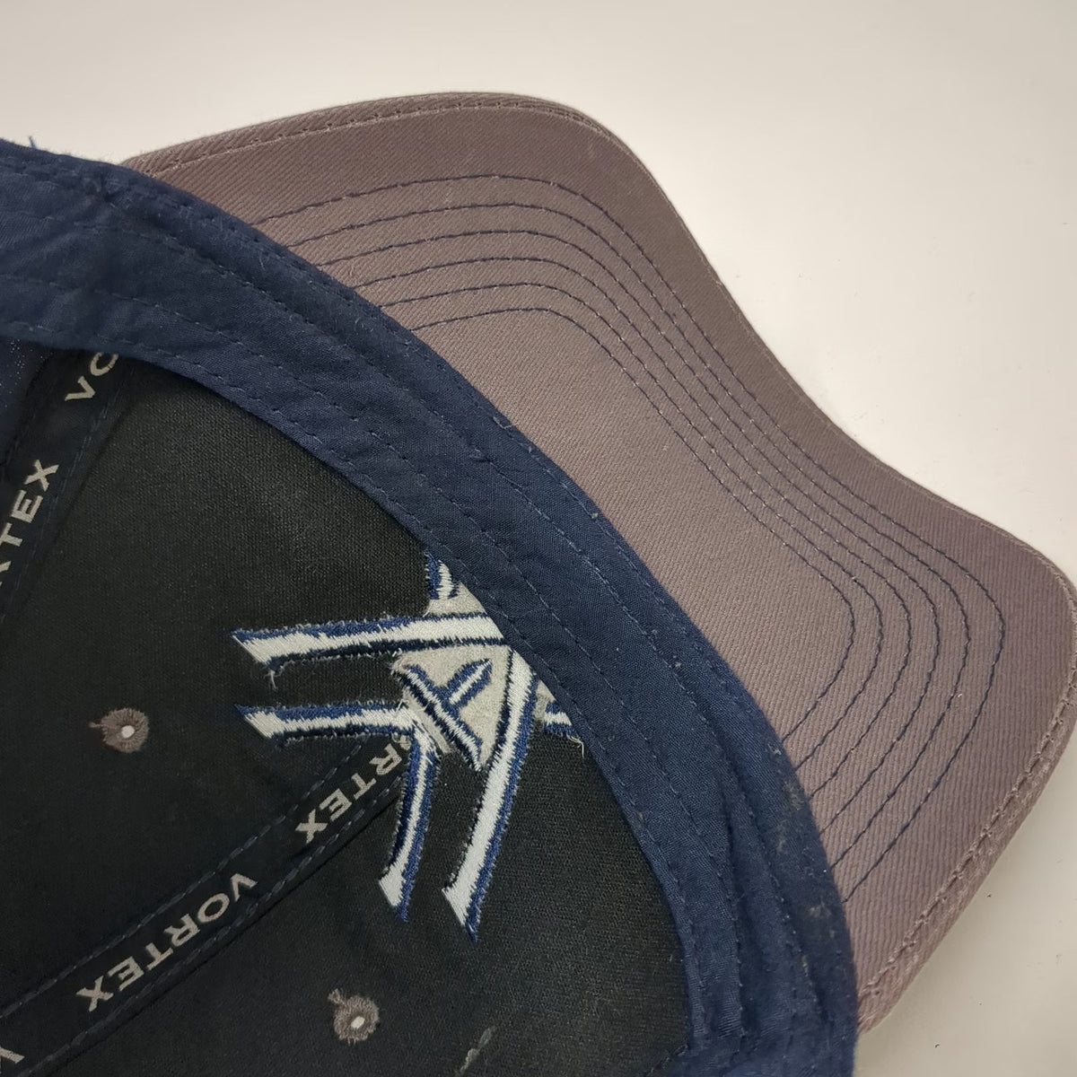 Vortex Snapback Hat Gray Blue One Size Embroidered Logo Two Tone Baseball Cap