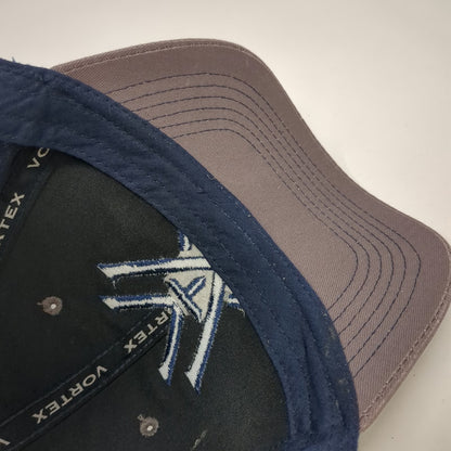 Vortex Snapback Hat Gray Blue One Size Embroidered Logo Two Tone Baseball Cap