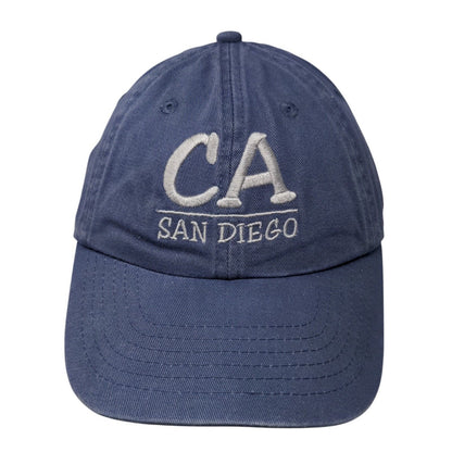 CA San Diego Strapback Hat Blue One Size Adjustable Embroidered Royal Resortwear