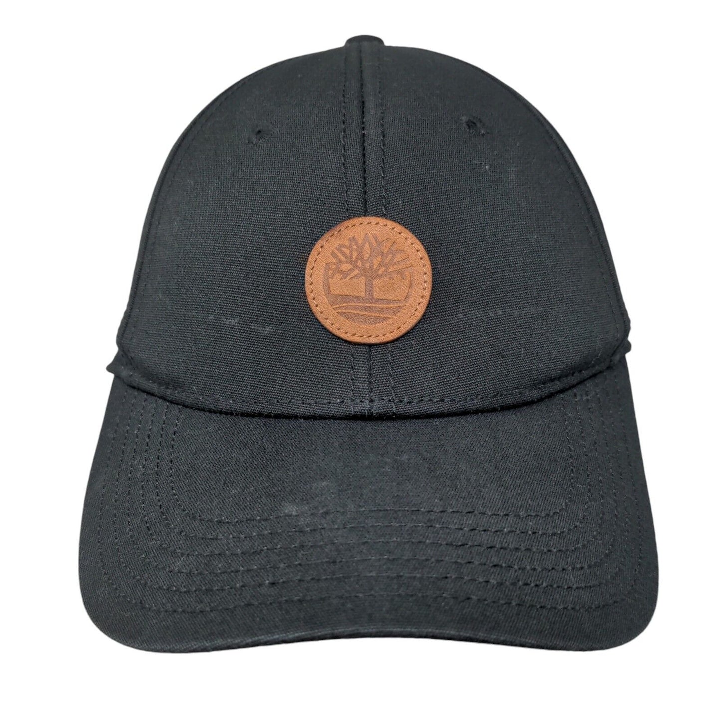 Timberland Leather Patch Strapback Hat Black One Size Adjustable Solid