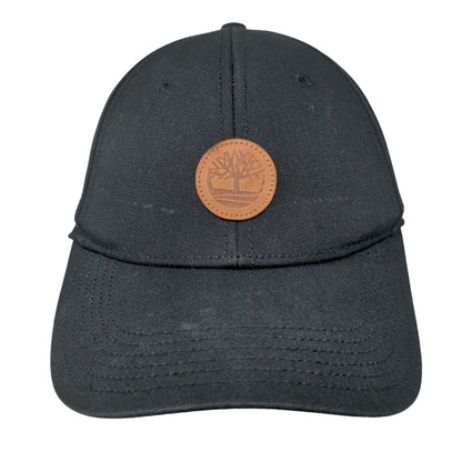 Timberland Leather Patch Strapback Hat Black One Size Adjustable Solid