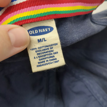 Old Navy Baseball Cap Blue L Winged 2 Gym Graphic Rainbow Stripe Sweatband hat