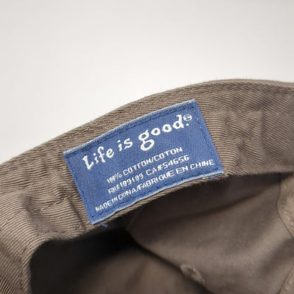 Life is Good Slideback Baseball Cap Brown OS Adjustable Embroidered 6 Panel