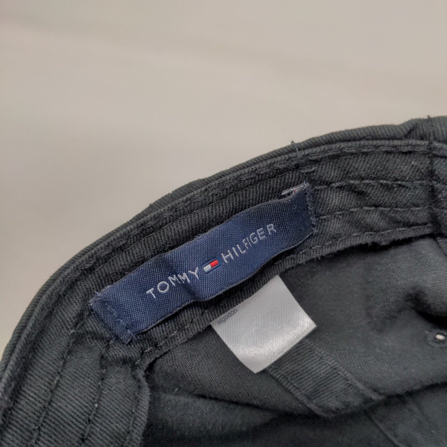 Tommy Hilfiger Slideback Hat Black One Size Embroidered Leather Strap