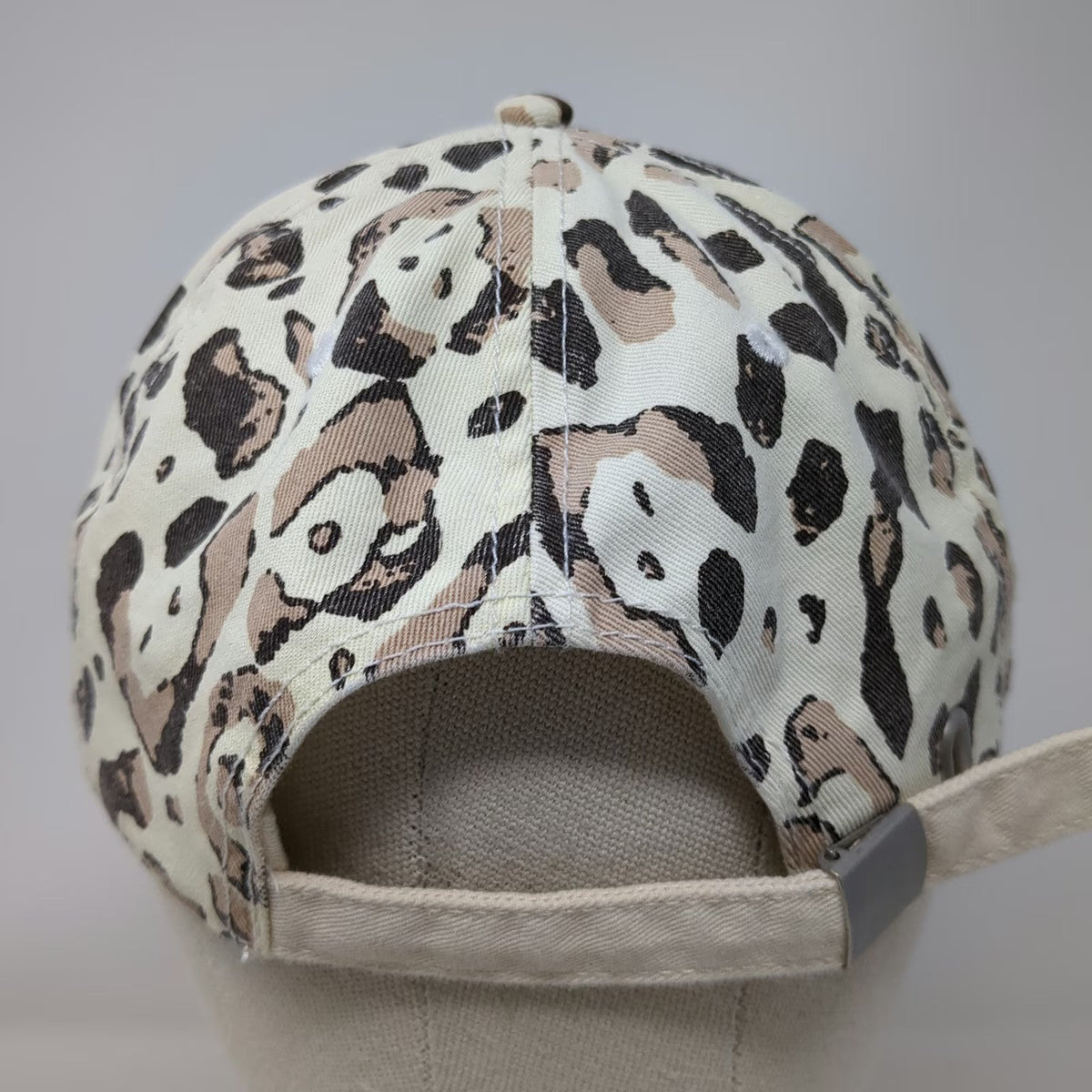 Aerie Baseball Cap White One Size Animal Print Leopard Distressed Brim Hat