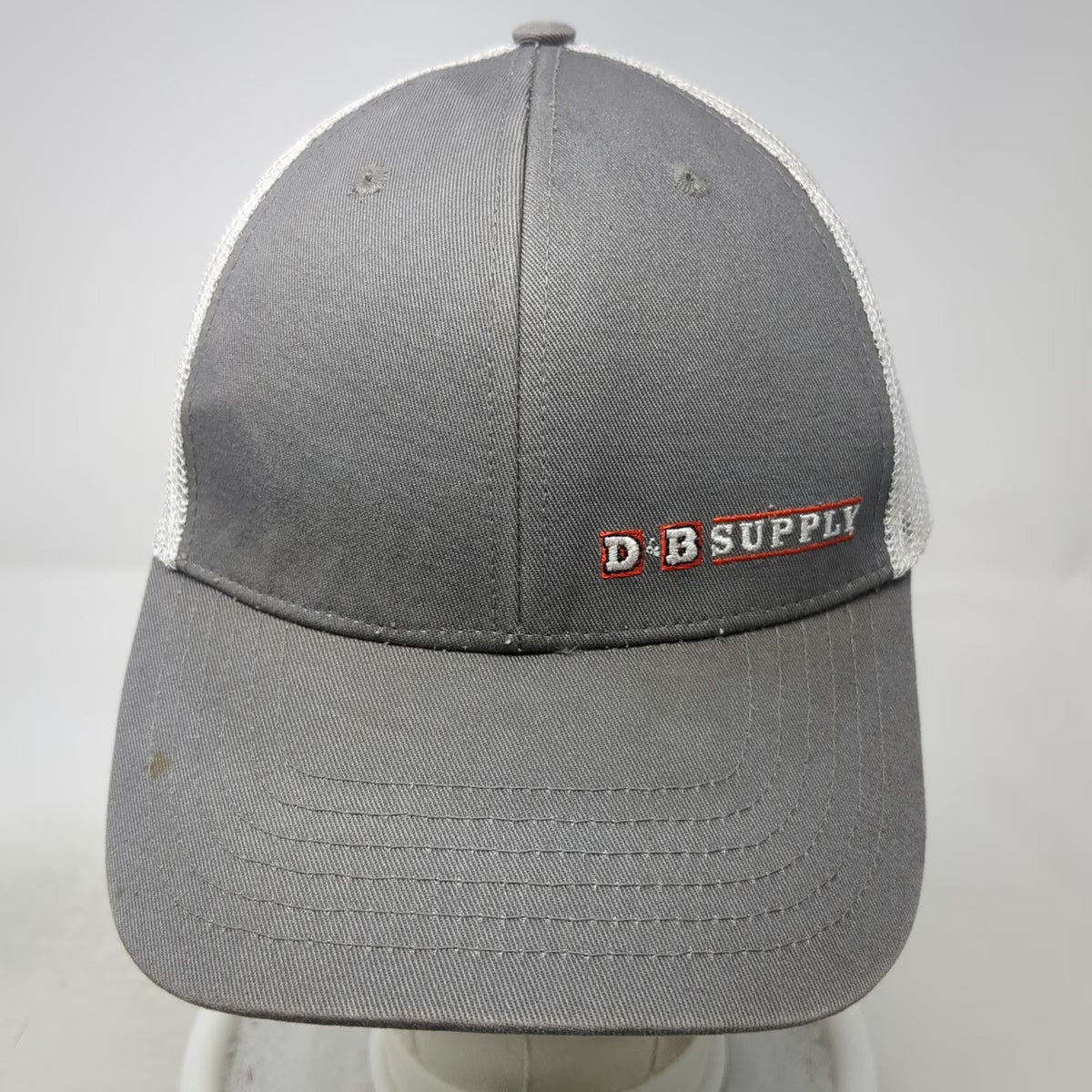 Outdoor Cap Trucker Hat Gray White Red One Size D&B Supply Mesh Snapback Hat