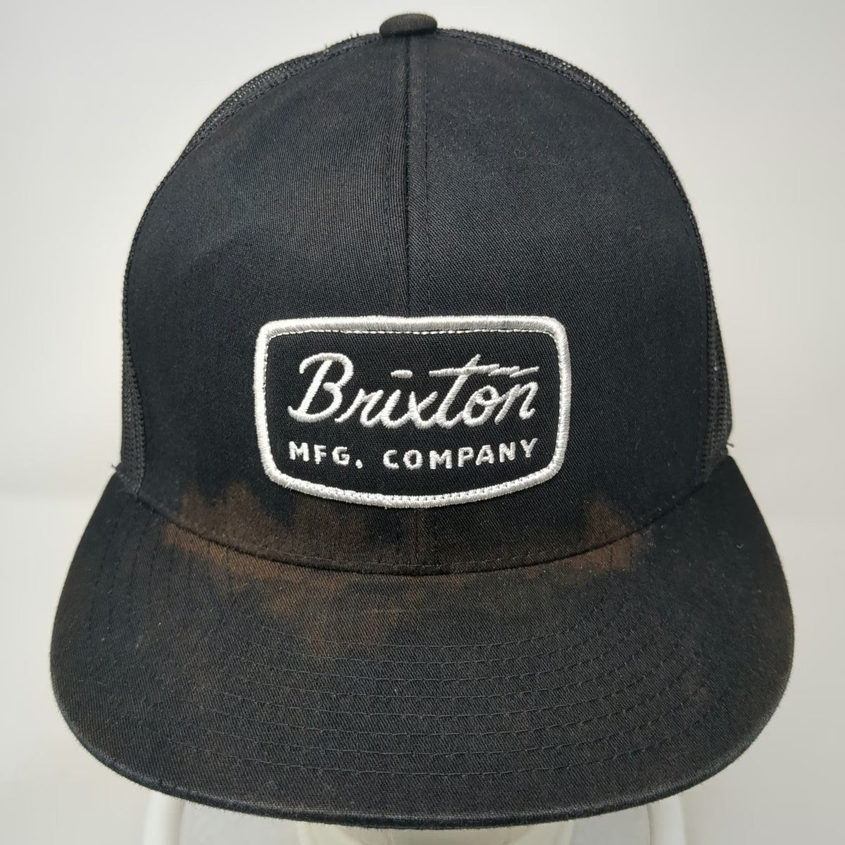 Brixton Trucker Hat Black One Size Mesh Back Snapback Logo Patch Flat Brim Mfg