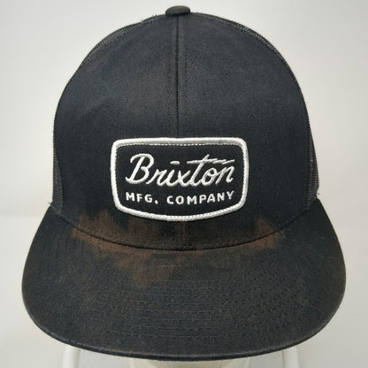 Brixton Trucker Hat Black One Size Mesh Back Snapback Logo Patch Flat Brim Mfg