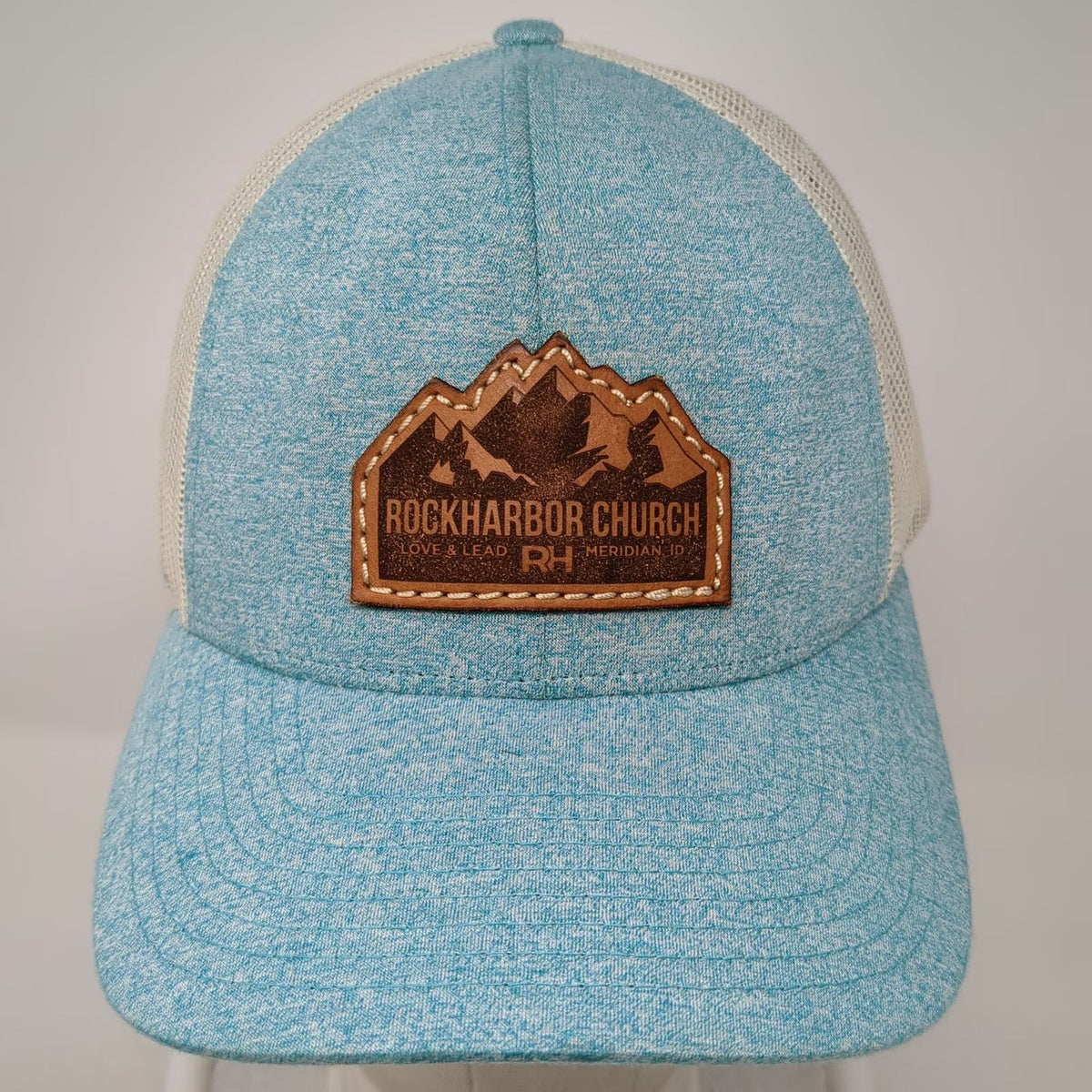 Richardson Trucker Hat Blue L Rockharbor Church Meridian ID Mesh Snapback Patch