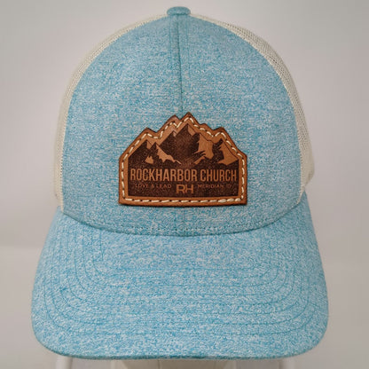Richardson Trucker Hat Blue L Rockharbor Church Meridian ID Mesh Snapback Patch