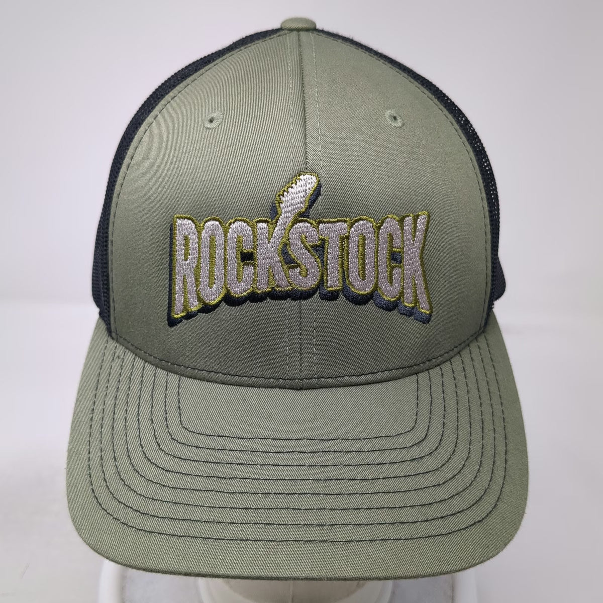 Richardson 112 Trucker Hat Green Black One Size Rockstock Guitar Mesh Snapback