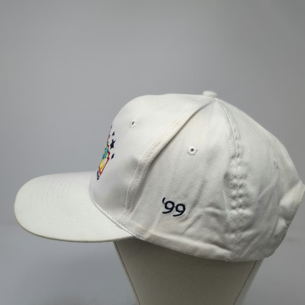 Headshot Baseball Cap White One Size Fiesta San Antonio 99 Embroidered Hat