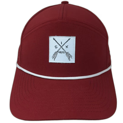 Six Trucker Hat Red One Size Rope Performance Laser Cut Snapback Thirst Project