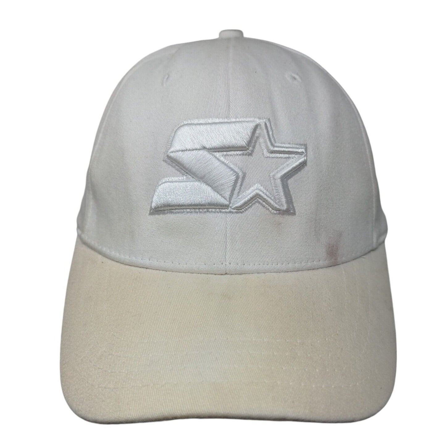 Starter Fitted Hat White One Size Embroidered Lightweight Vented Holes 6 Panel