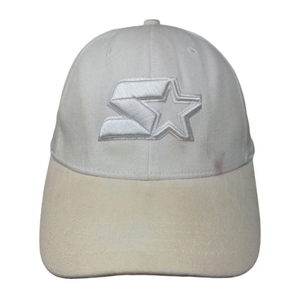 Starter Fitted Hat White One Size Embroidered Lightweight Vented Holes 6 Panel