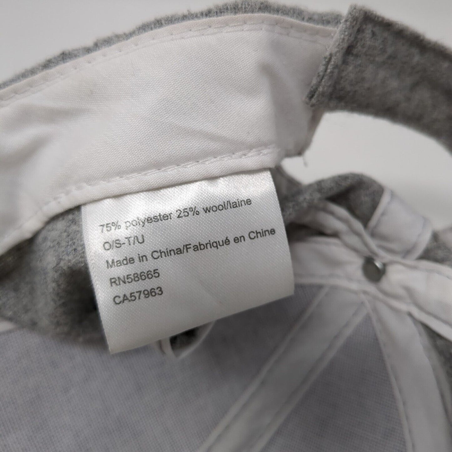 Unbranded Strapback Hat Gray One Size Adjustable 6 Panel Blank Wool