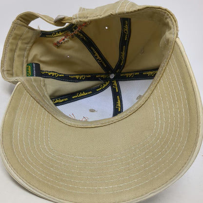 Cabela's Baseball Cap Beige One Size Contrast Stitching Slideback Hat Embroidery
