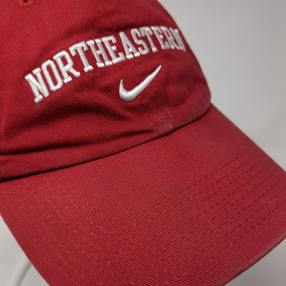 North Eastern Slideback Hat Red One Size Adjustable Nike Swoosh 6 Panel