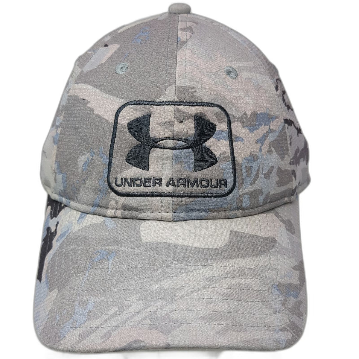 Under Armour Baseball Cap Gray Camo Fitted L Performance Logo Patch Flex Hat