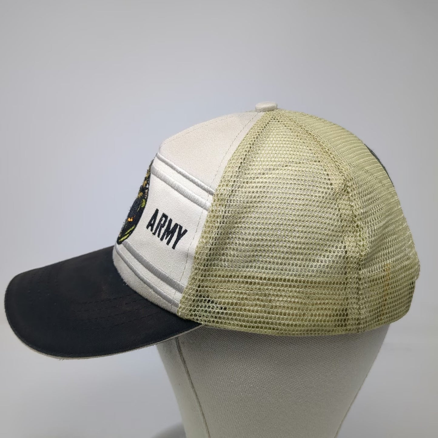 Best Trucker Hat Beige Black One Size Army Mule Knights Mesh USA Snapback
