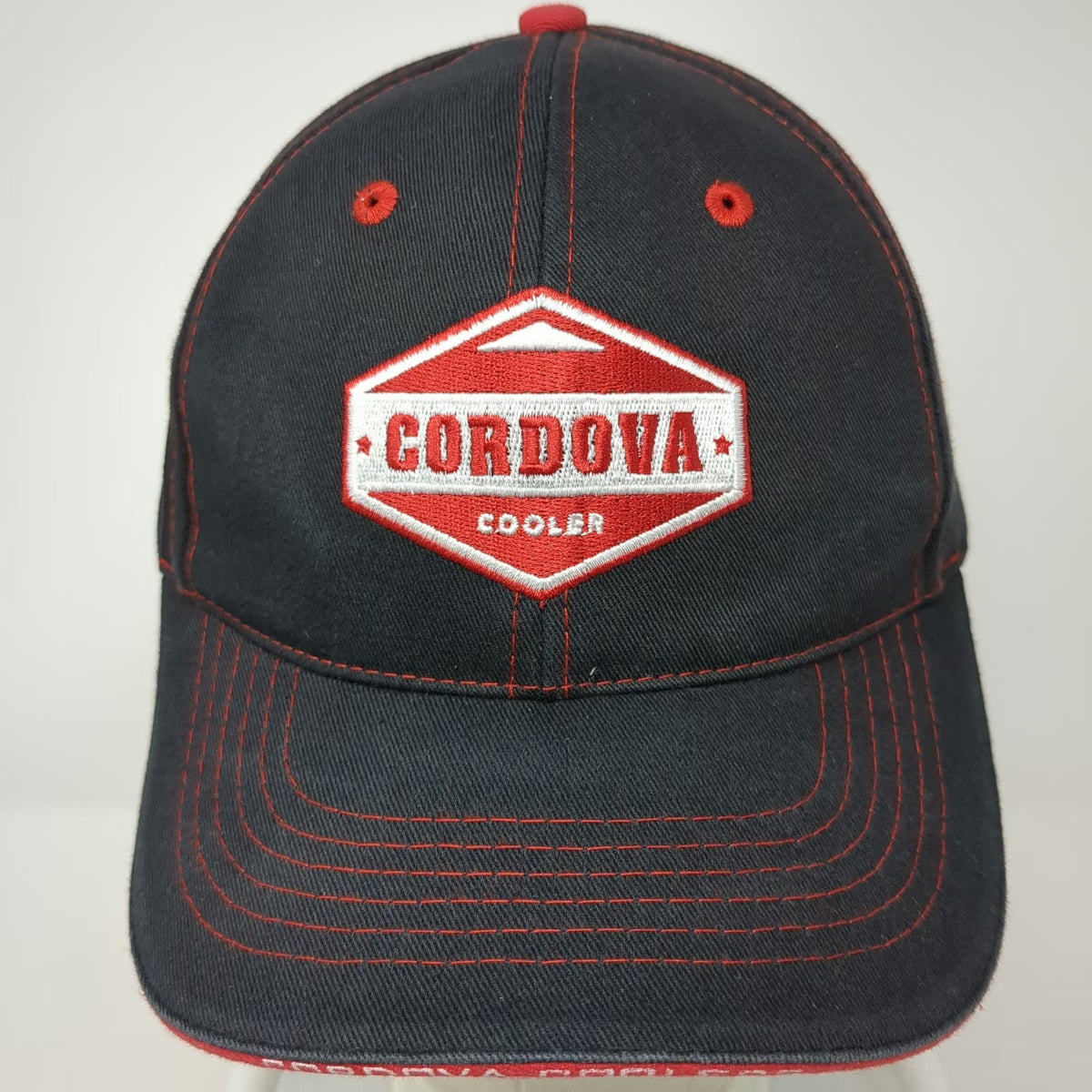 Buck's Bags Cordova Cooler Baseball Cap Black One Size Red Stitching Logo Hat